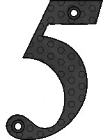 Μεταλλικός αριθμός "5" εποξικά βαμμένος μαύρο ματ ύψους 100 χιλιοστών